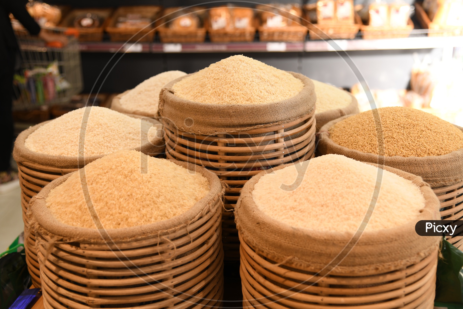 Rice Grains In Bowls in Super Markets
