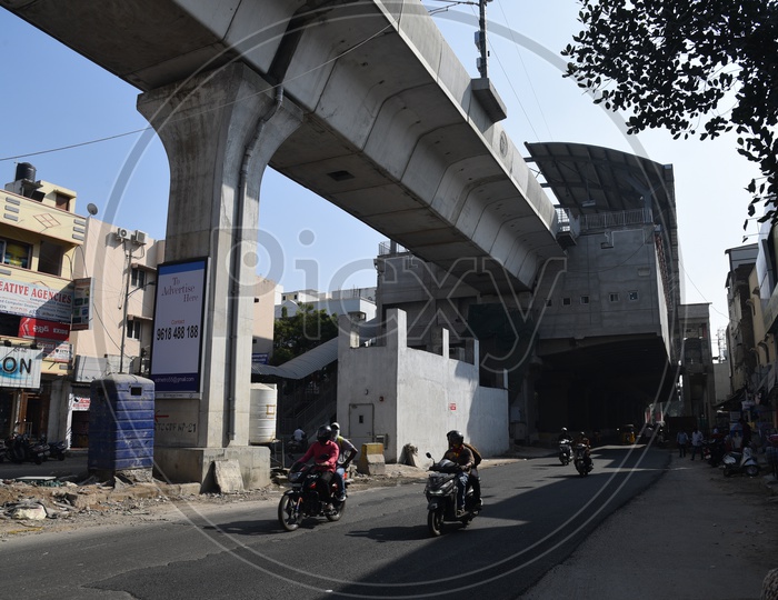 Metro Station S=Construction At Chikkadpally in Hyderabad