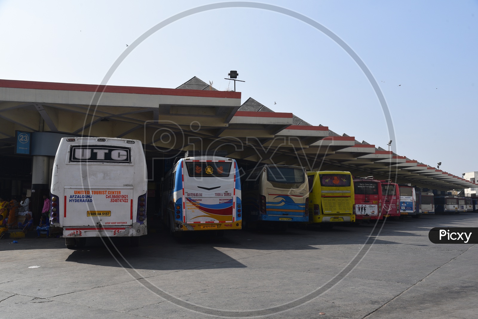 Image Of Private Travels Buses In MGBS Bus Station Platforms Amidst Of 