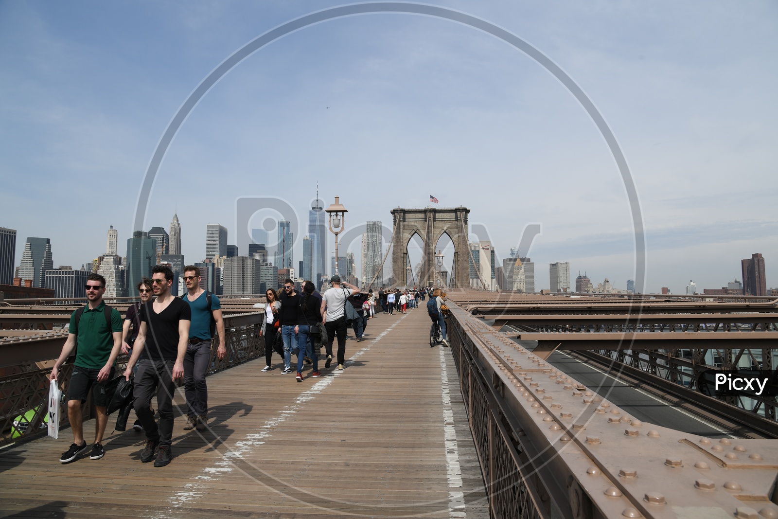 Pedestrians Walking on Manhattan Bridge
