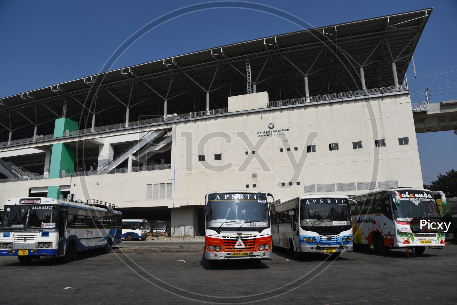 APSRTC Buses Parked at MGBS Bus Station in Hyderabad