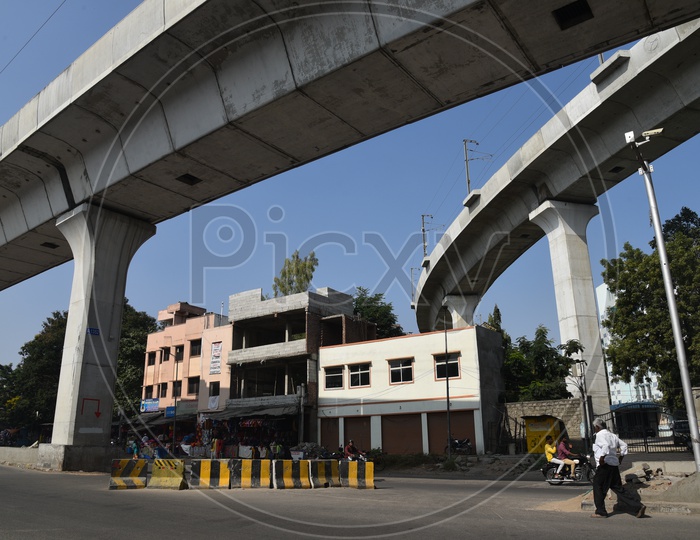 Metro Tracks Crossing At Osmania Medical College in Hyderabad