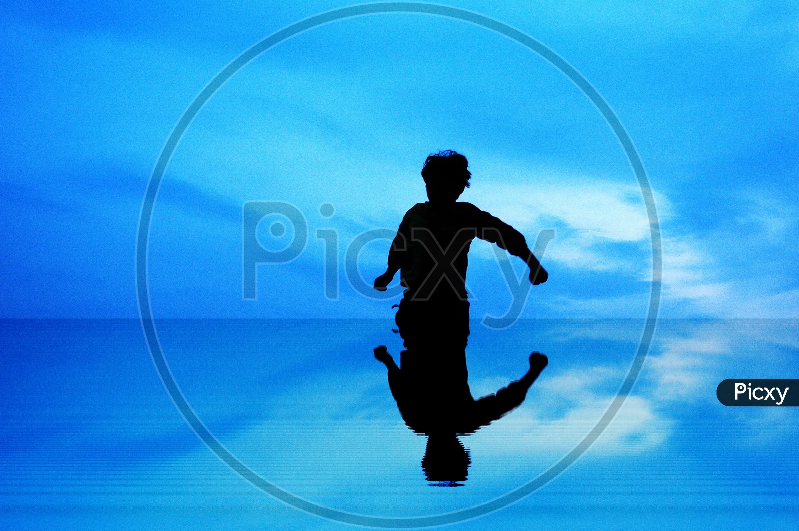 Illustration Background With  A Boy  Silhouette