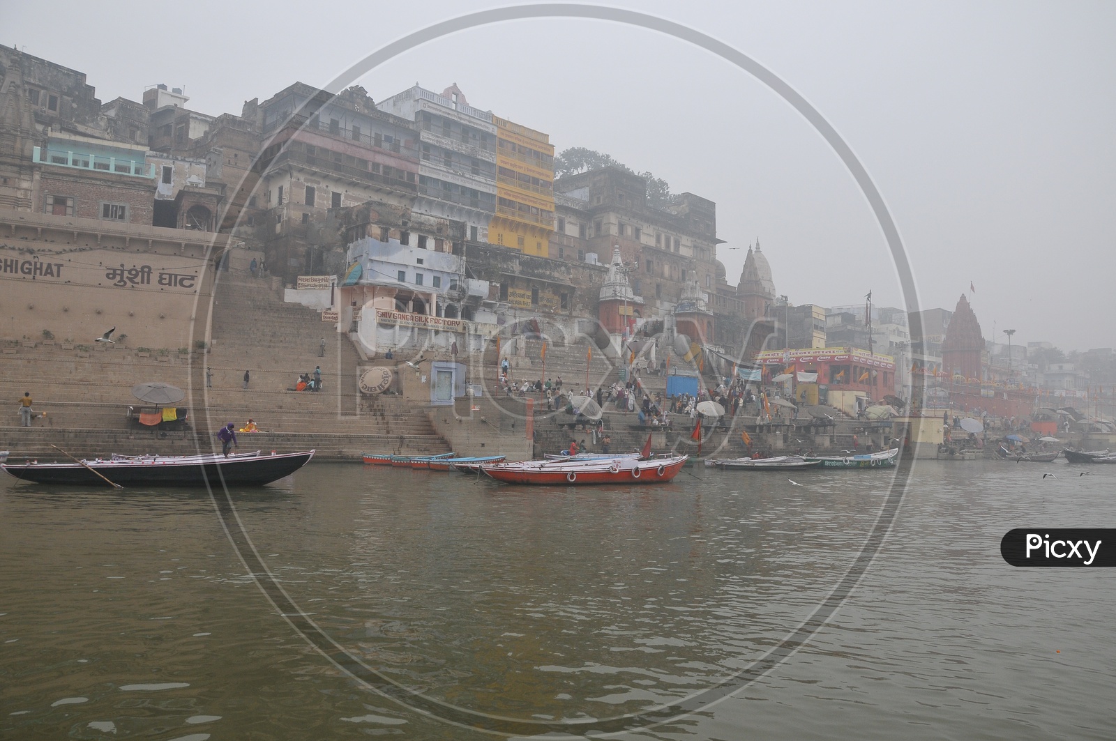 Boats in The Ghats of Varanasi On River Ganga