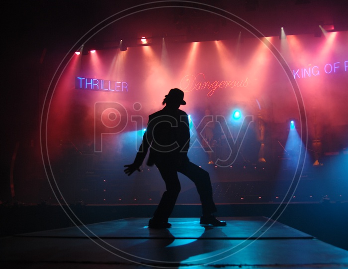 Silhouette Of a Dancer With Michale Jackson Dance Postures in a Song Shoot In Movie Working Stills
