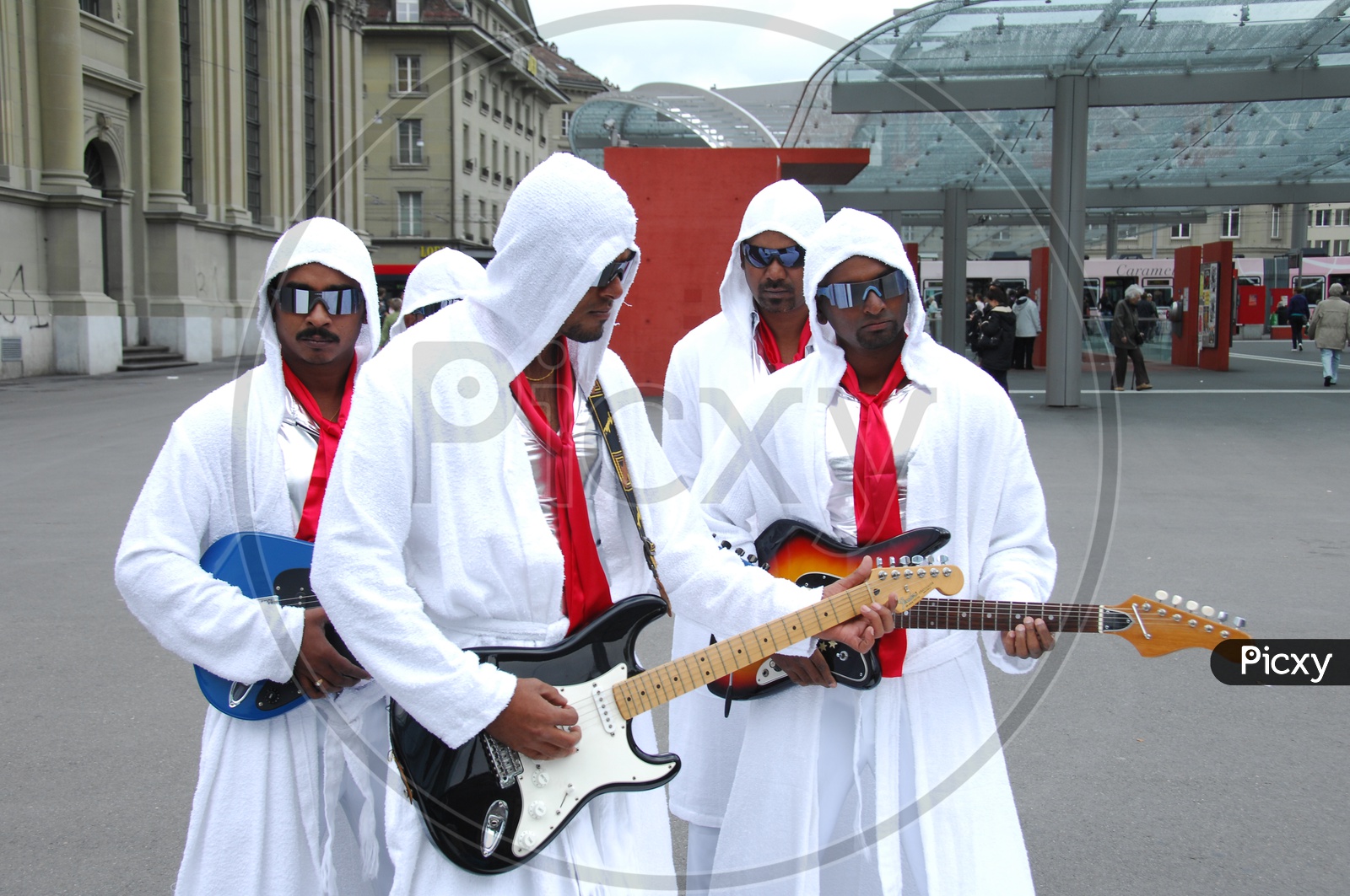 Dancers As a Group Dancing on Streets of Swiss in a Movie Song Shoot
