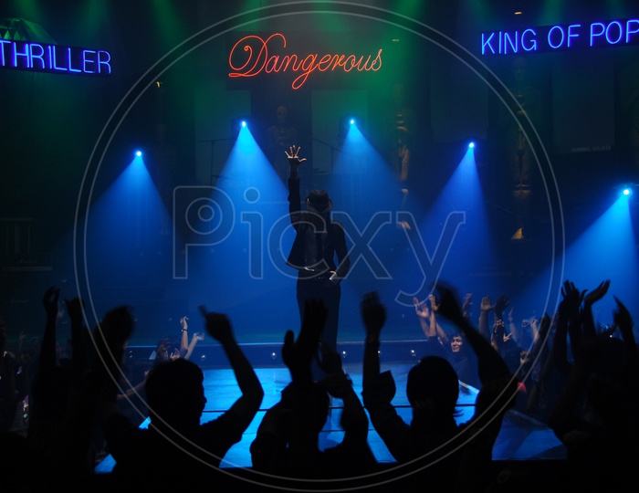 Silhouette Of a Dancer With Michale Jackson Dance Postures in a Song Shoot In Movie Working Stills
