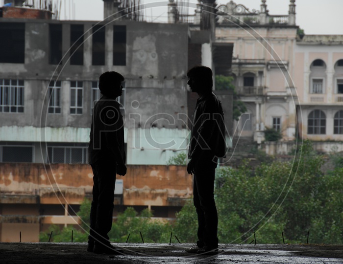 Silhouette Of  People in an Under Construction Building in Movie Working Stills