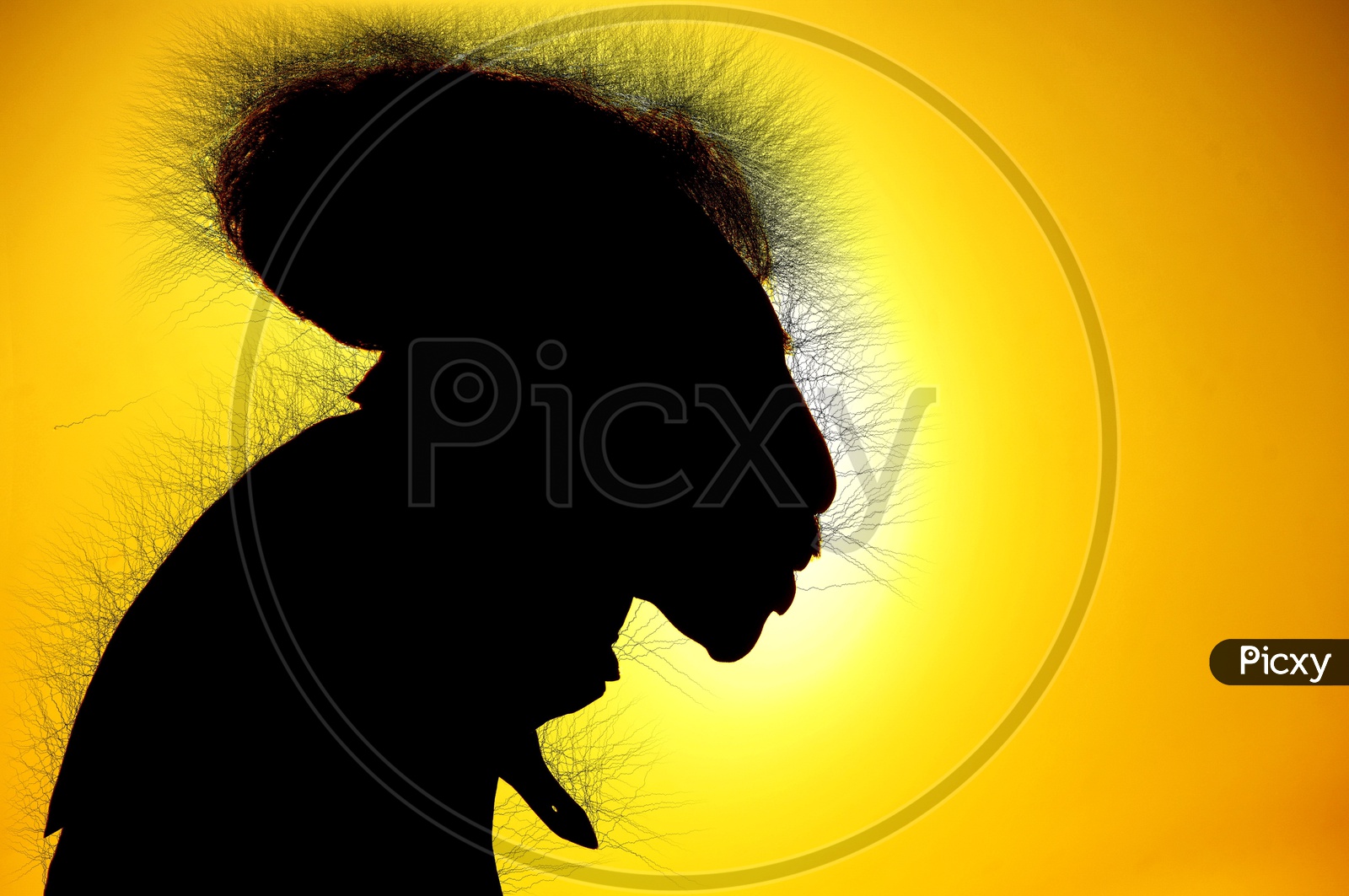 Silhouette of an Old Man Cartoon Forming a Background