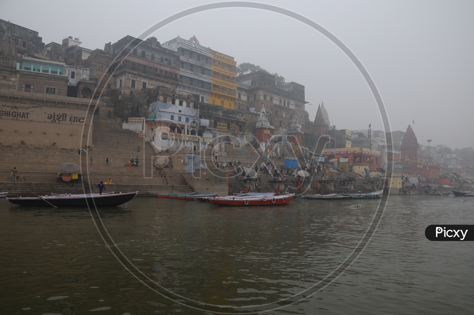Boats in The Ghats of Varanasi On River Ganga