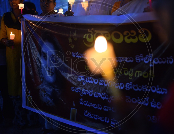 Candle March Or Candle Light Rally By KPHB Residents Protesting  Against Hyderabad Veterinarian Doctor Priyanka Reddy  Gang Rape And Murder at Shamshabad In Hyderabad