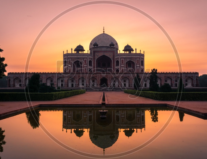 Humayun's Tomb, an epitome of Mughal architecture at sunrise