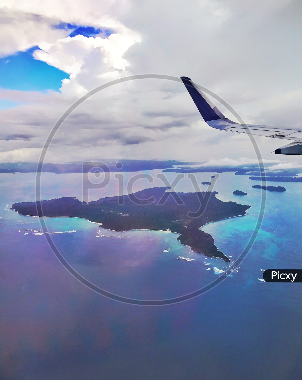 Aerial View Of Island In Andaman And Nicobar From Flight Window