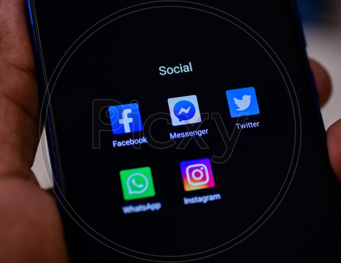 Social Networking Apps Or Applications Installed Icons On Smartphone Screen With Selective Focus On Twitter
