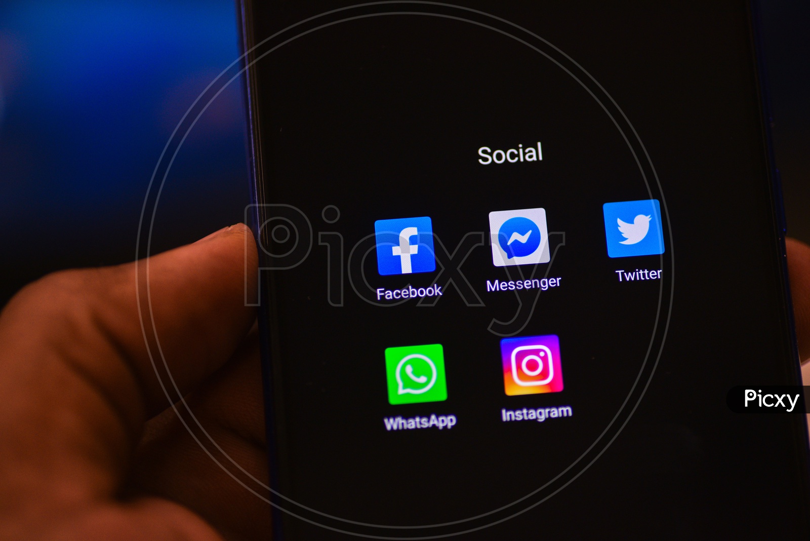 Social Networking Apps Installed Icons On a Smartphone Screen Closeup With Selective Focus on Twitter