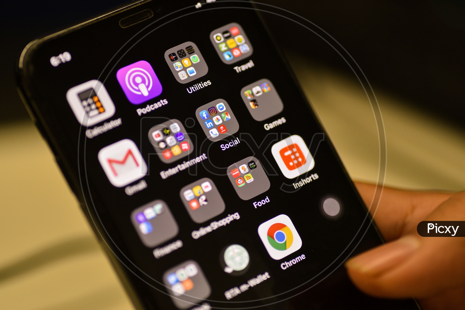Apps Or Applications Installed Icons On a Smartphone Screen Closeup With Selective Focus