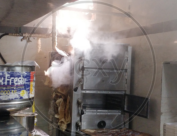Steam from idly cooker