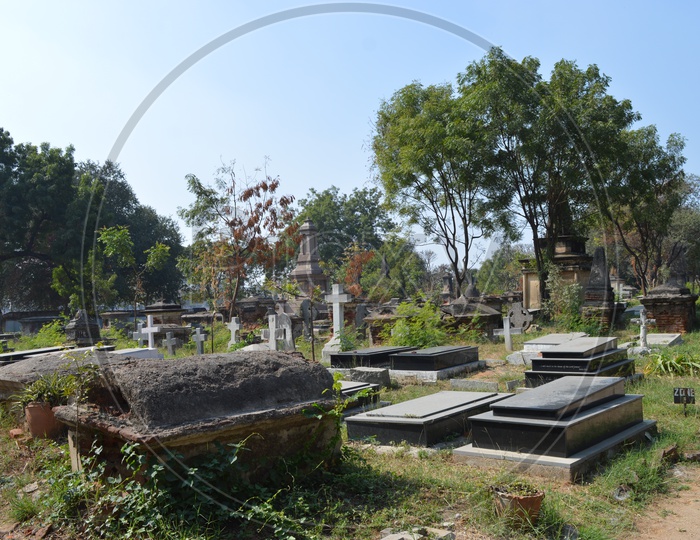 A Cemetery With Graves