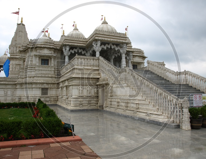 Grand structure of marble at BAPS Swami Narayan Mandir, Toronto, Canada