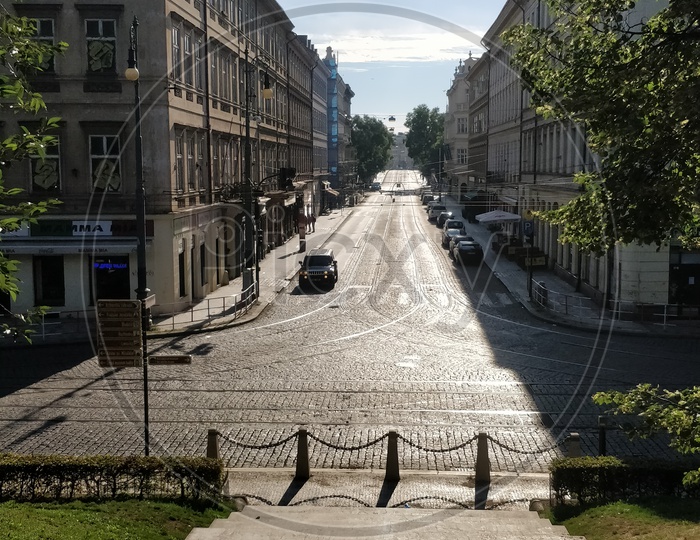Streets Of Prague City With Cars Parked
