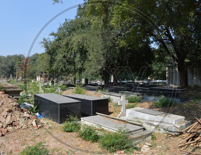 A Cemetery With Graves