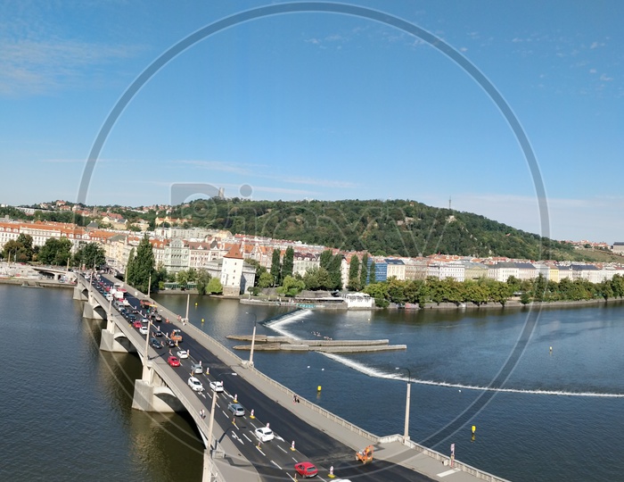 Panoramic View Of Charles Bridge In Prague City
