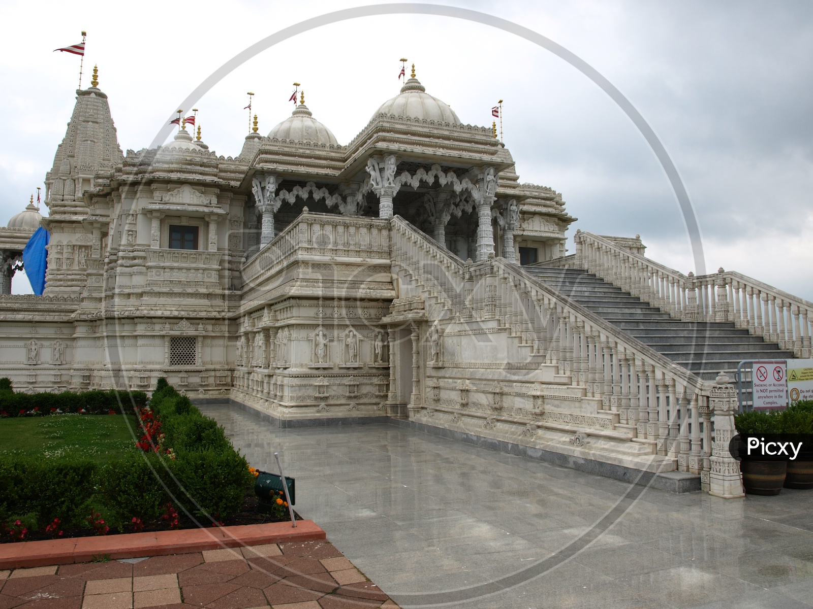 Grand structure of marble at BAPS Swami Narayan Mandir, Toronto, Canada
