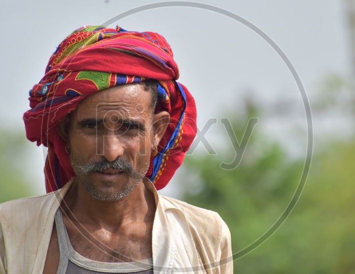 Portrait of  A Rajasthan Man With Turban