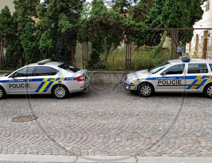 Police Vehicles In  Prague City