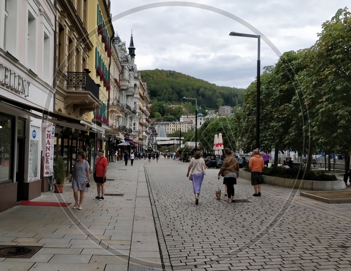 Prague City With Visitors or tourists on Streets