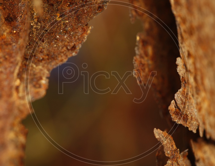 Rusted Iron Cracklings of a Sheet Closeup