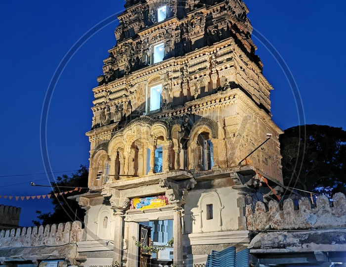 Ammapalle Temple Shrine With Blue Hour Sky Background