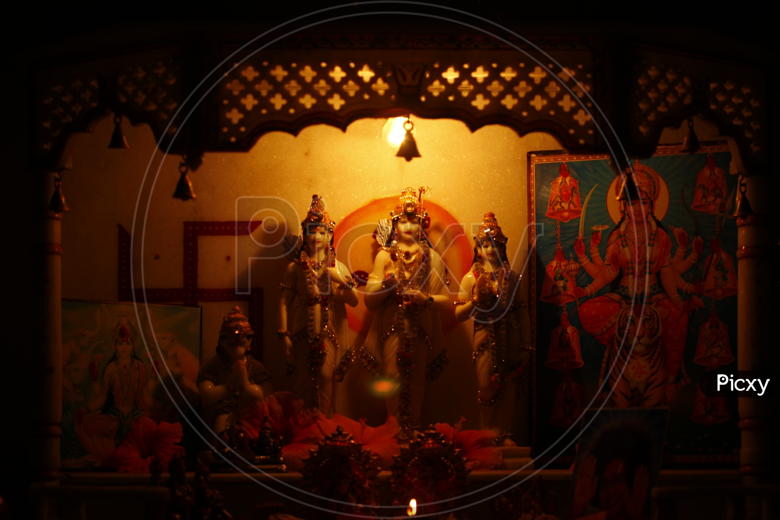 Indian Hindu God Lord Rama And Sita Idols in a Worship Place