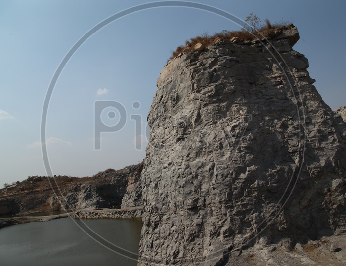 Stone Quarry With Sedimentary Rock Closeup