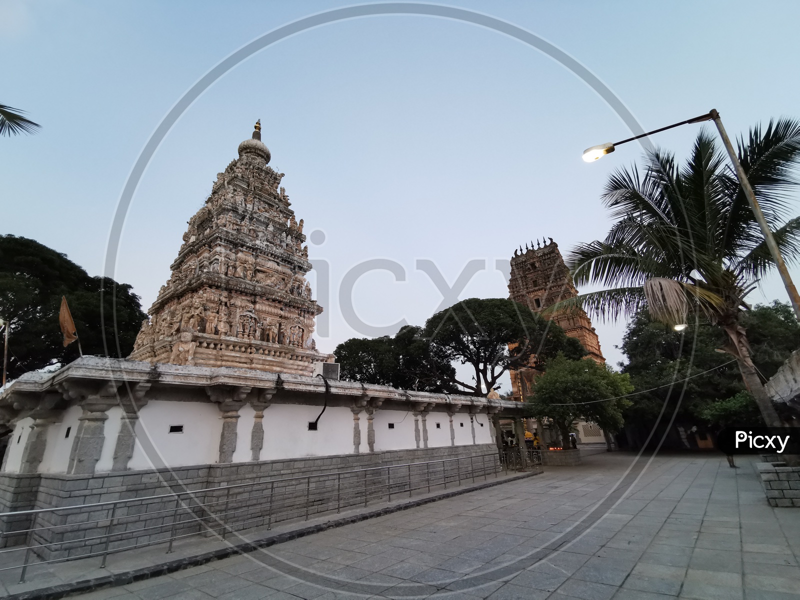 Sri Sita Rama Chandra Swamy Temple  In Ammapalle With Sunset Blue Hour Sky in Background