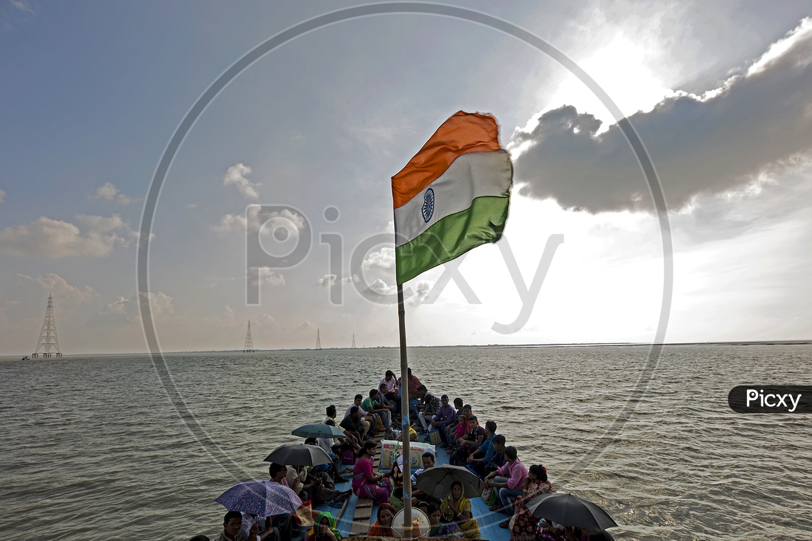 People traveling on boat in India seas