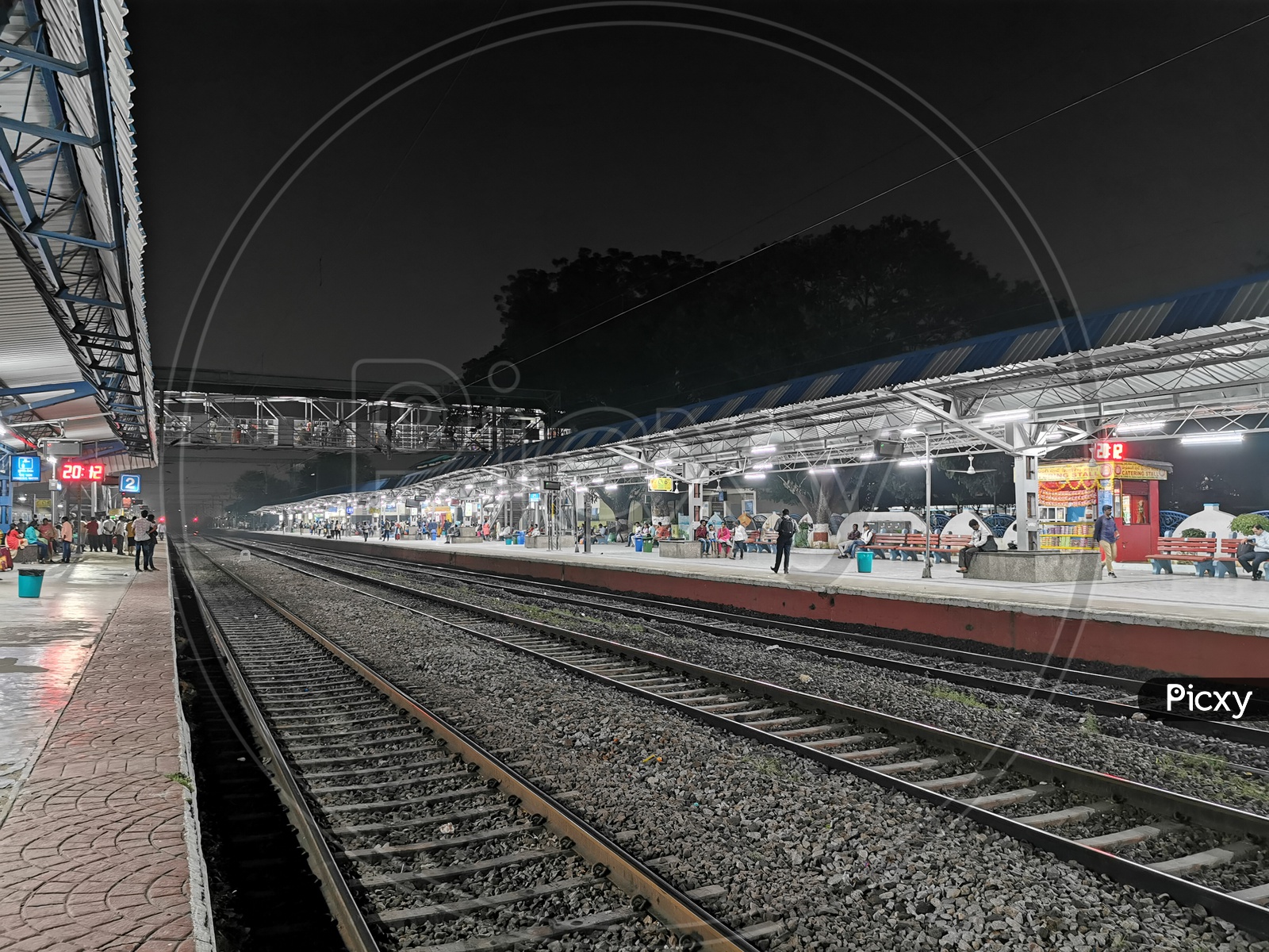 Night View of Lingampalli Railway Station Platforms