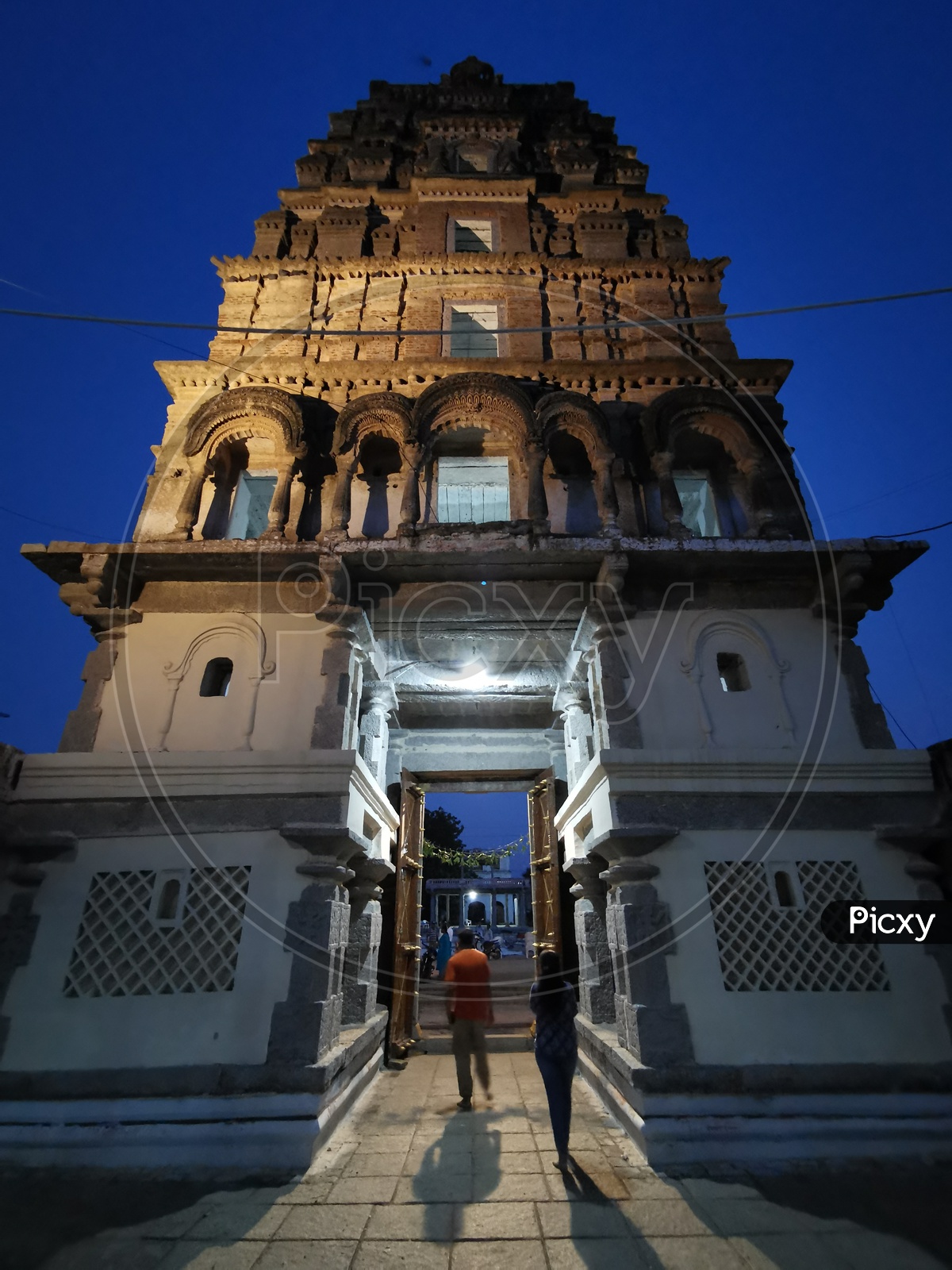 Ammapalle Temple Shrine Of Sri Sita Rama Chandra Swamy Temple  With Sunset Blue Hour  Sky Background