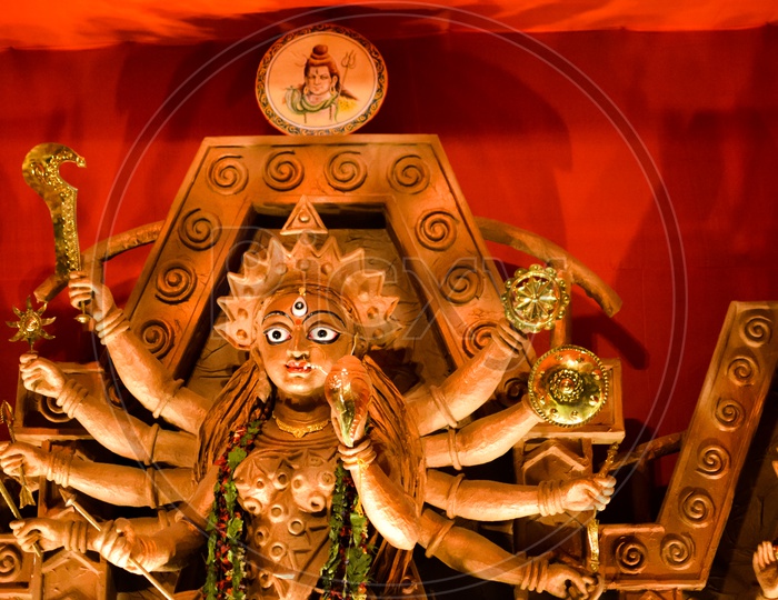 October 2018, Kolkata, India. Idol Of Goddess Durga, Worshiped In A The Hindu Ritual Of Durga Puja At Kolkata, India
