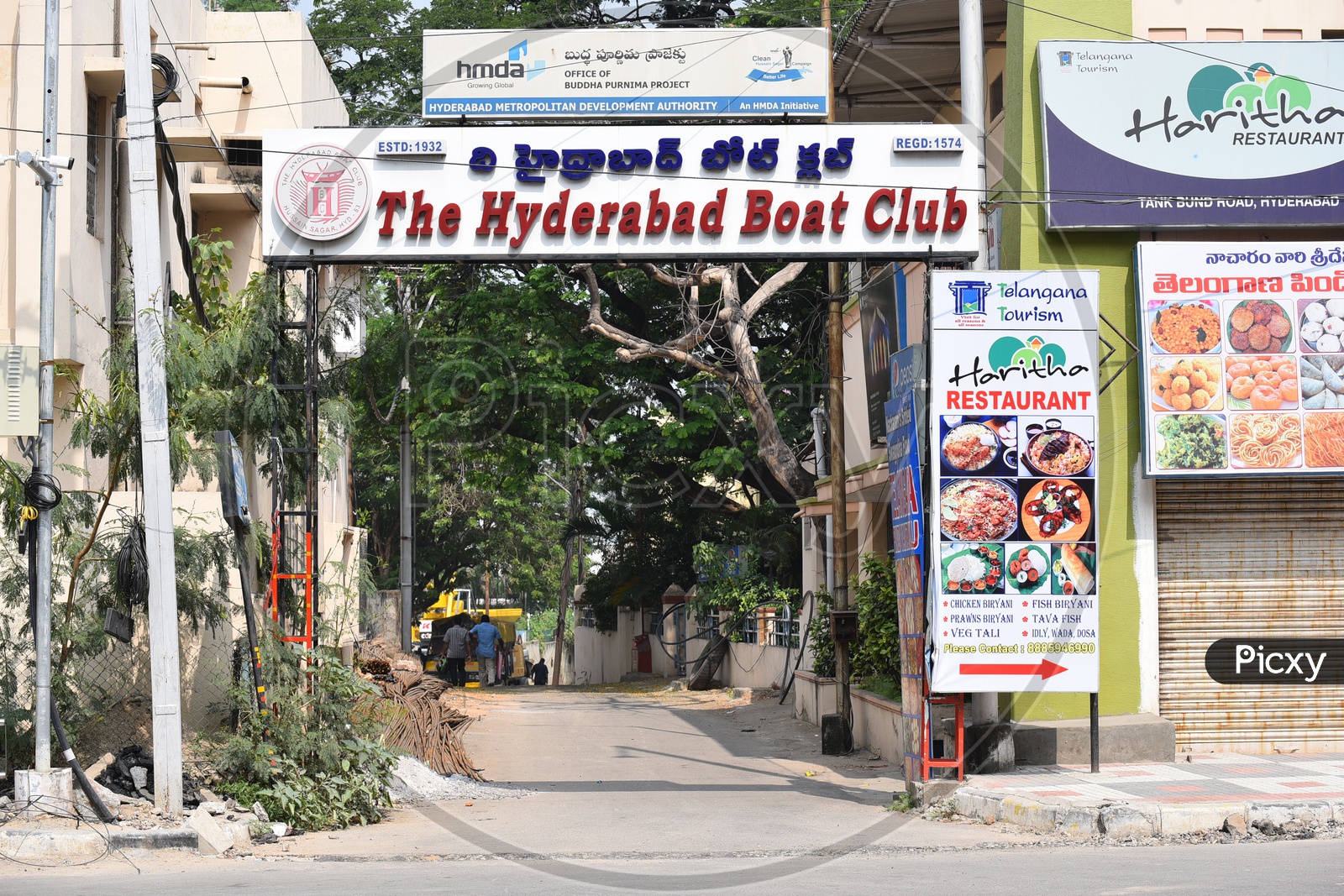 The Hyderabad Boat Club Name Board At Tank Bund in Hyderabad