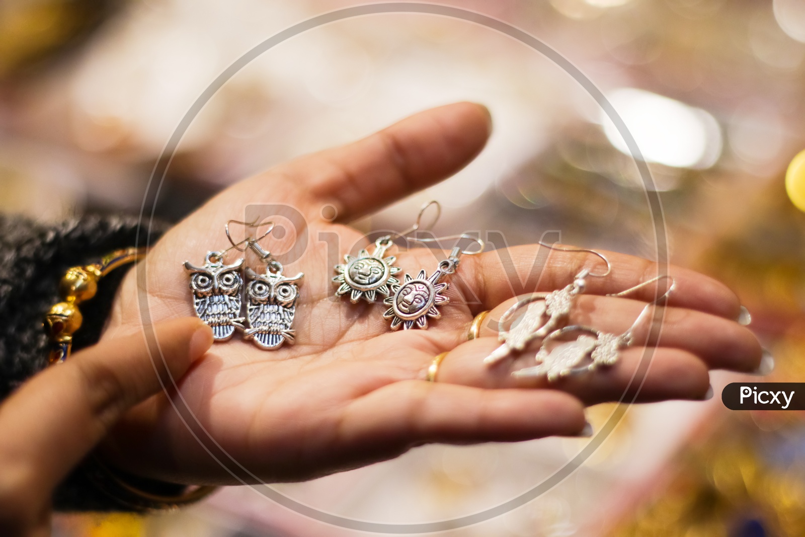 German Silver Peacock Motif  Pearls Drop Earrings In Sale For Women 