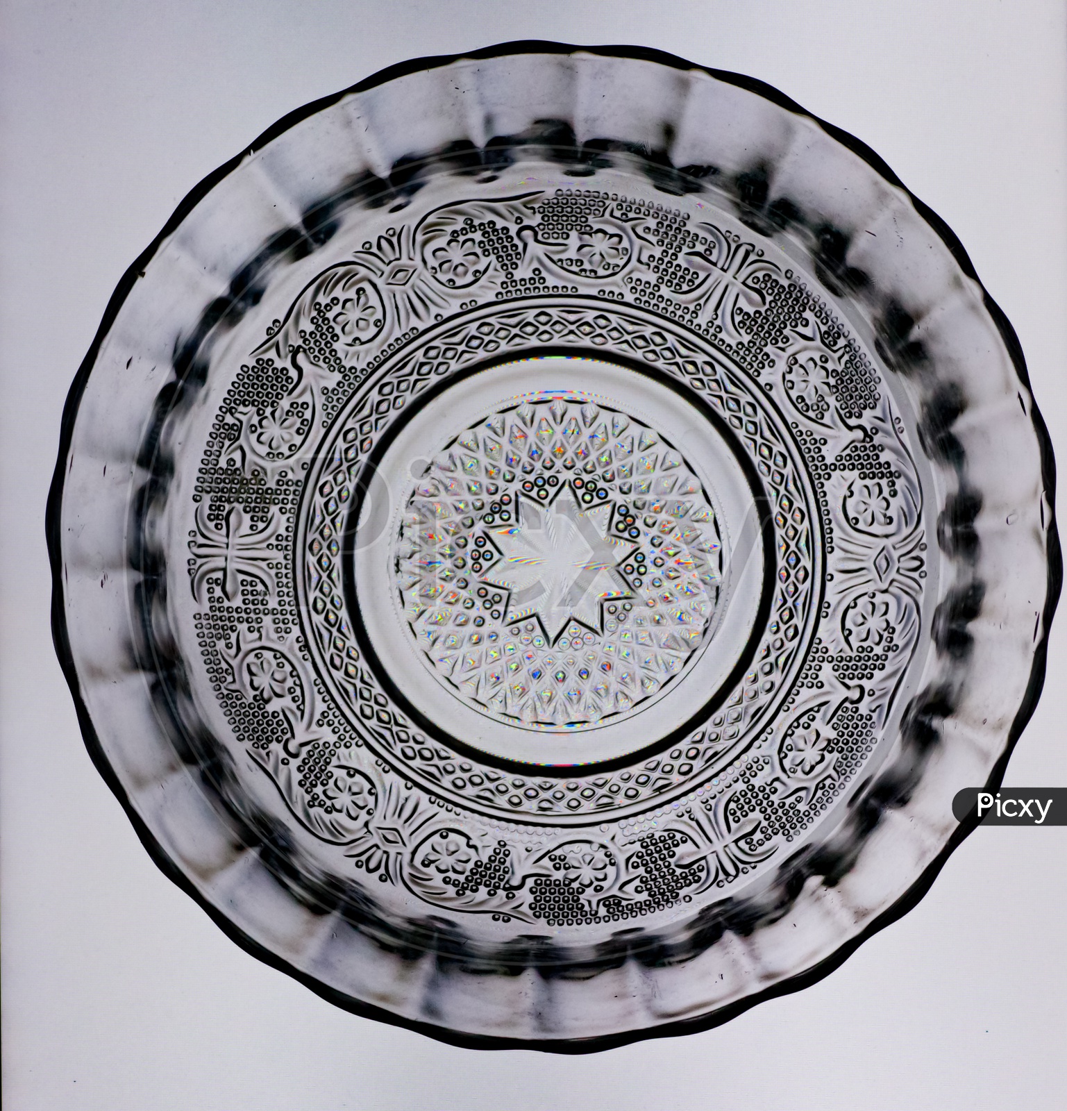 Circular Glass Plate Design On White Background