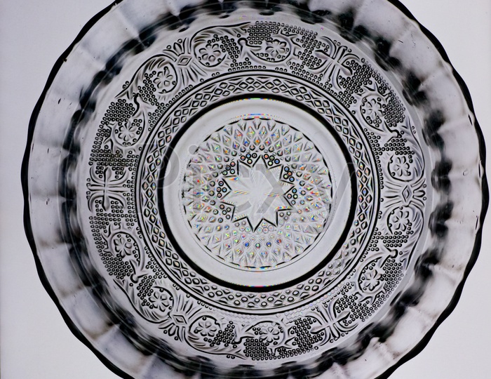 Circular Glass Plate Design On White Background