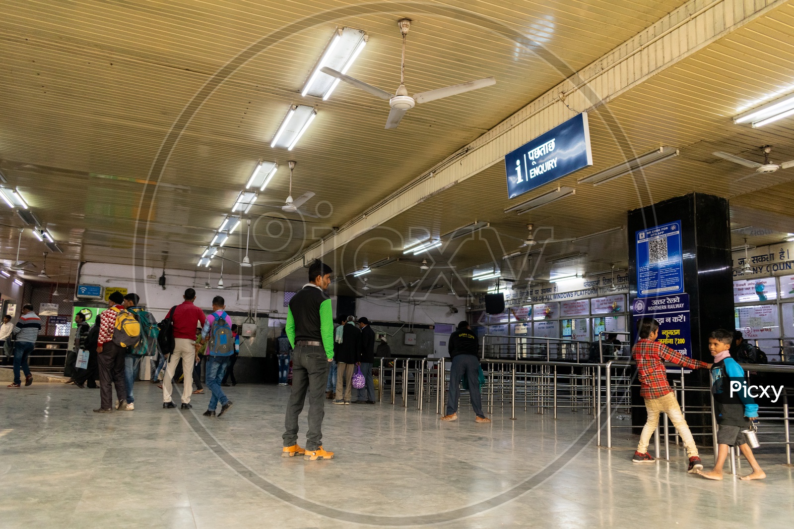 Waiting Room and windows for railway ticket booking at Nizamuddin railway station
