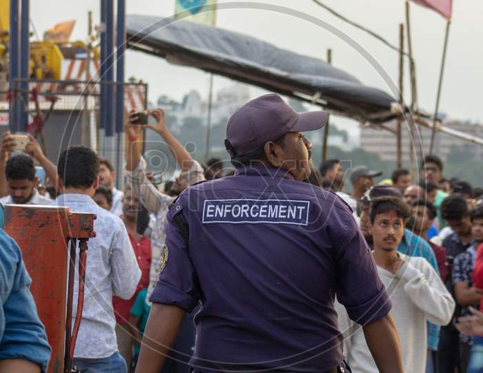 Enforcement Officer at Ganesh Vinayaka Idol Nimarjanam Immersion At Tank Bund Hyderabad, 12th September 2019
