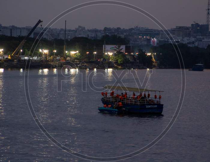 Tourist Boat in Hussain Sagar Lake, Hyderabad