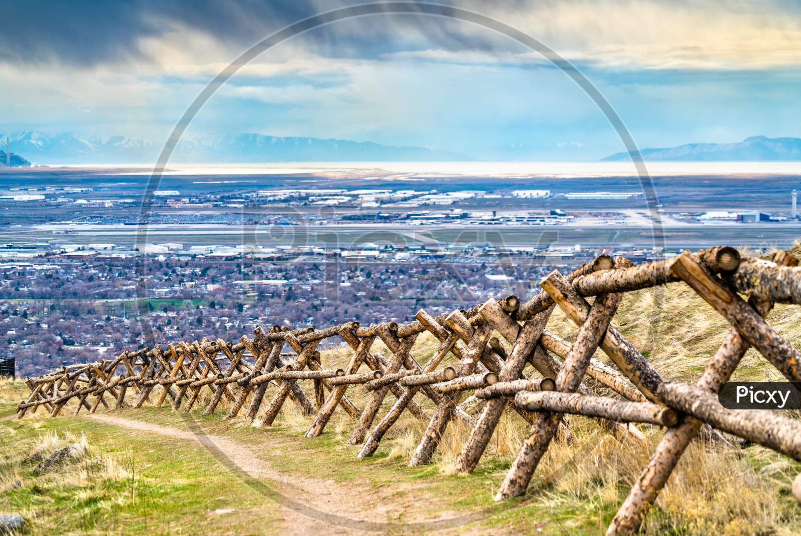 Log Fence At Ensign Peak In Salt Lake City, Utah