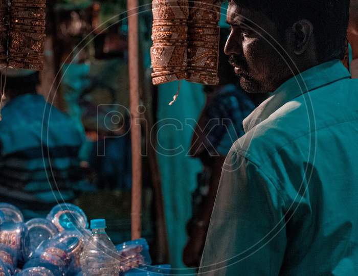 Bangles Vendor At a Stall