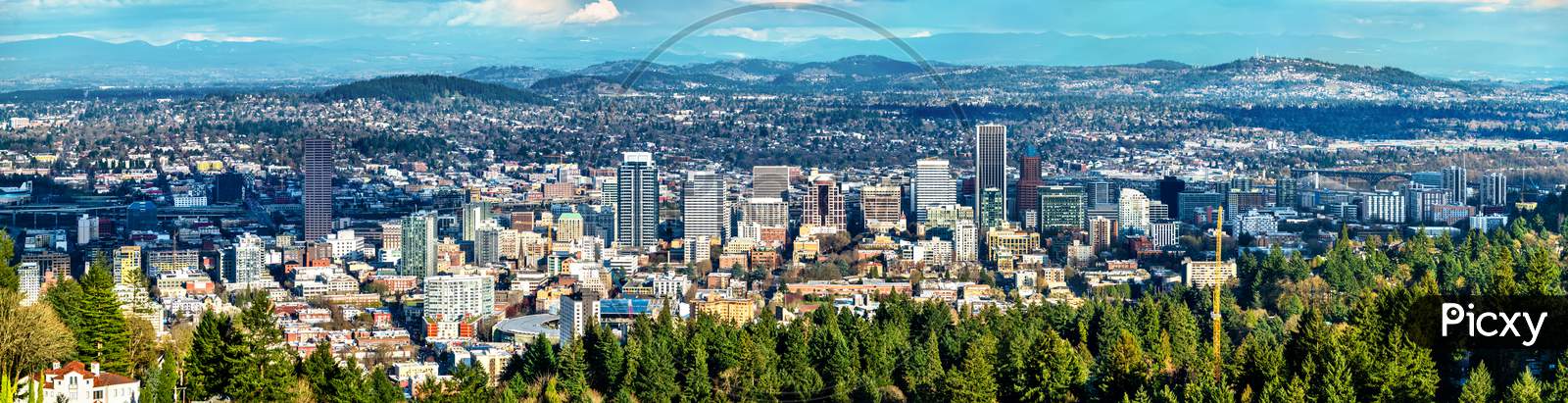 Panorama Of Portland Downtown In Oregon