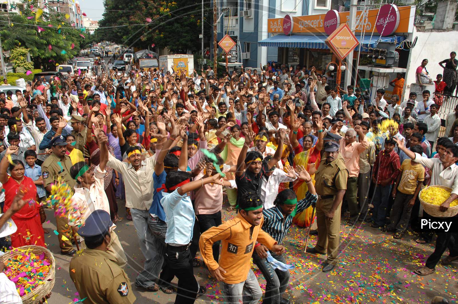Crowd Of People Dancing and Celebrating in joy in Movie Working Stills